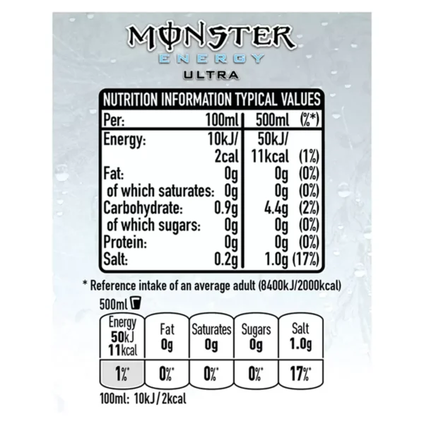 Monster Ultra white Sugar Free Energy Drink 500ml Pack of 12