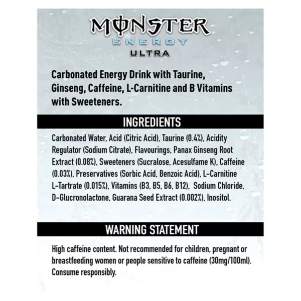 Monster Ultra white Sugar Free Energy Drink 500ml Pack of 12